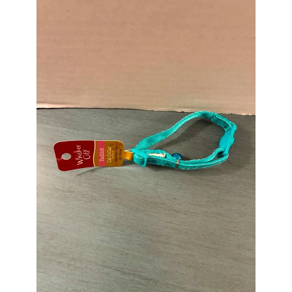 Whisker City Cat Collar OS‎ Teal Velvet Breakaway Bell Adjustable DJ16180A